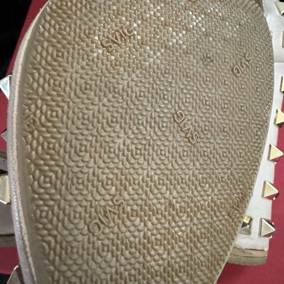 Valentino Beige/Pink Leather Rockstud Ankle Heels - Picture 4 of 5